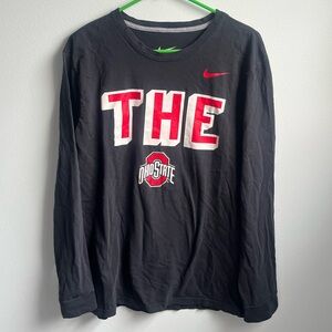 Nike Black Long-Sleeve Tee with Red and White 'THE' Graphic
